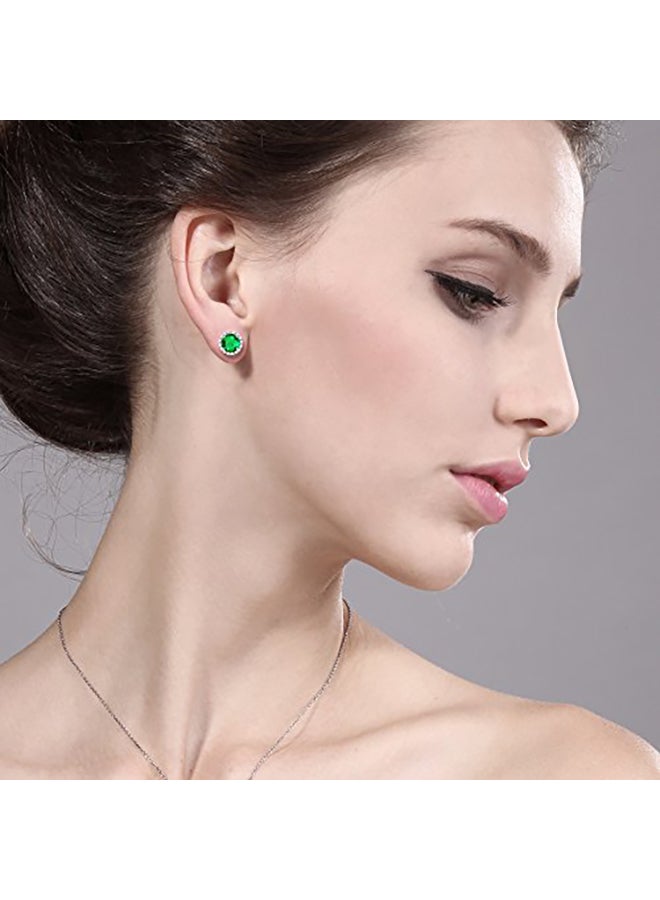 GEM STONE KING - 925 Sterling Silver Emerald Stud Earrings - Image 1