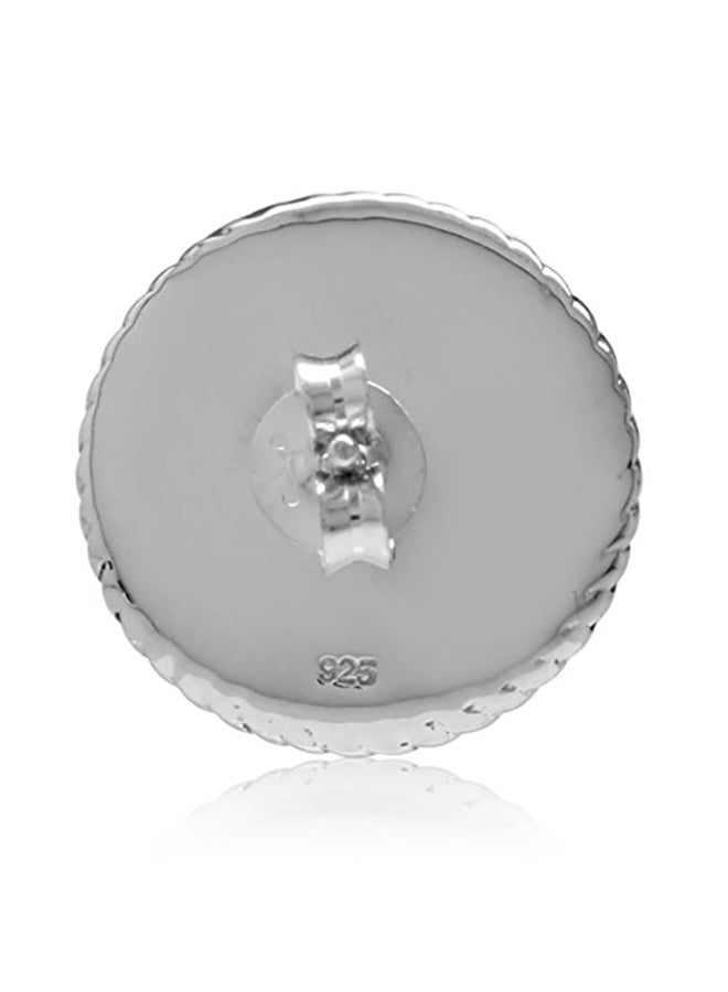 Silvershake Round Shape Coral 925 Sterling Silver Earrings - Image 2