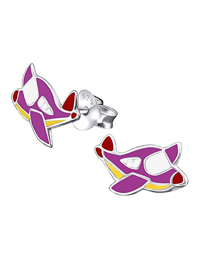PTN Silver Jewelry Cute Airplane 925 Sterling Silver Earrings 