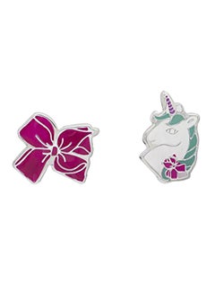 Silver Plated Mismatched Unicorn And Bow Metal Studs - v1551189583/N21530812A_1