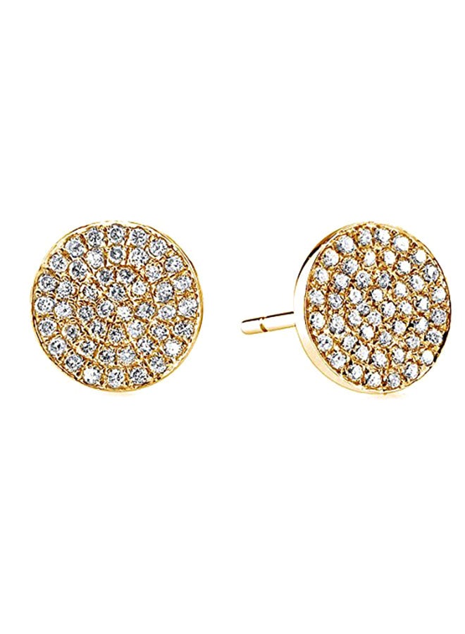 wishrocks - Cubic Zirconia Flat Disc In 18K Yellow Gold Over Sterling Silver Earrings - Image 1