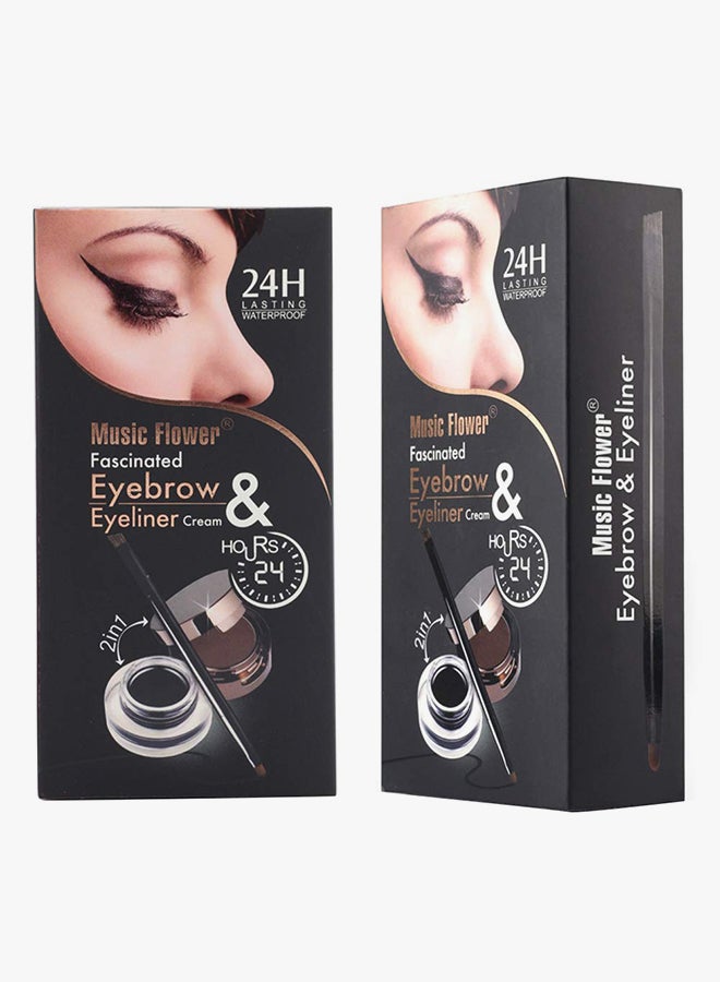 Music Flower 2 in 1 Music Flower Eyeliner And Eyebrow Eye Makeup Kit Black/Brown  - Image 2