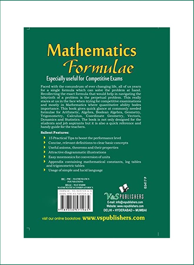 Mathematics Formulae: Especially Useful For Competitive Exams paperback english  - Image 2