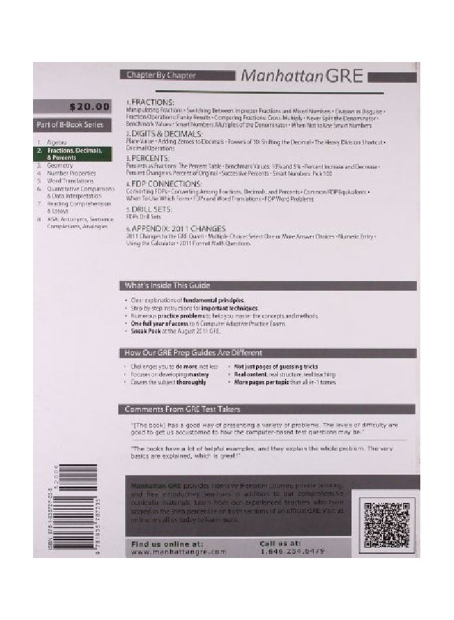 null - Manhattan GRE: Fractions, Decimals, And Percents GRE Strategy Guide paperback english - 01 Dec 2010 - Image 1