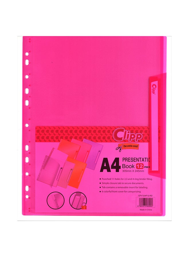 A4 Size Presentation Book Pink