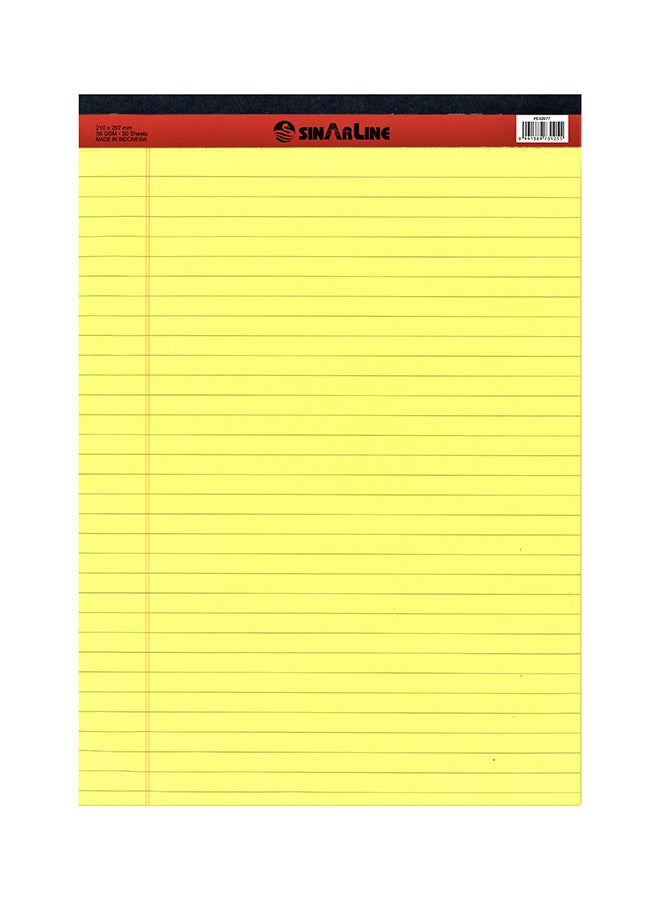 SINARLINE A4 Writing Pad, Single Line, 50 Pages Yellow - Image 1