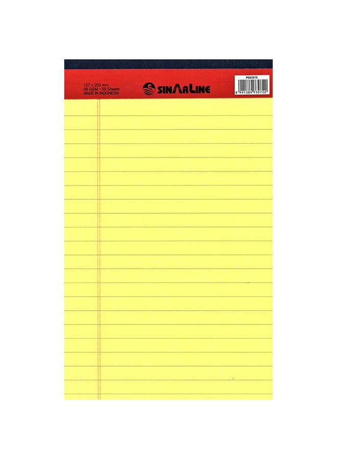 SINARLINE A5 Ruled Writing Pad, 50 Pages Yellow - Image 1