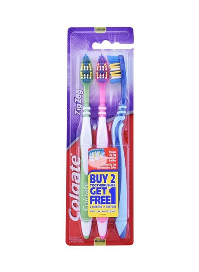 كولجيت مجموعة فرش أسنان متوسطة بنمط متعرج متنوعة الألوان من 3 قطع - Image 1
