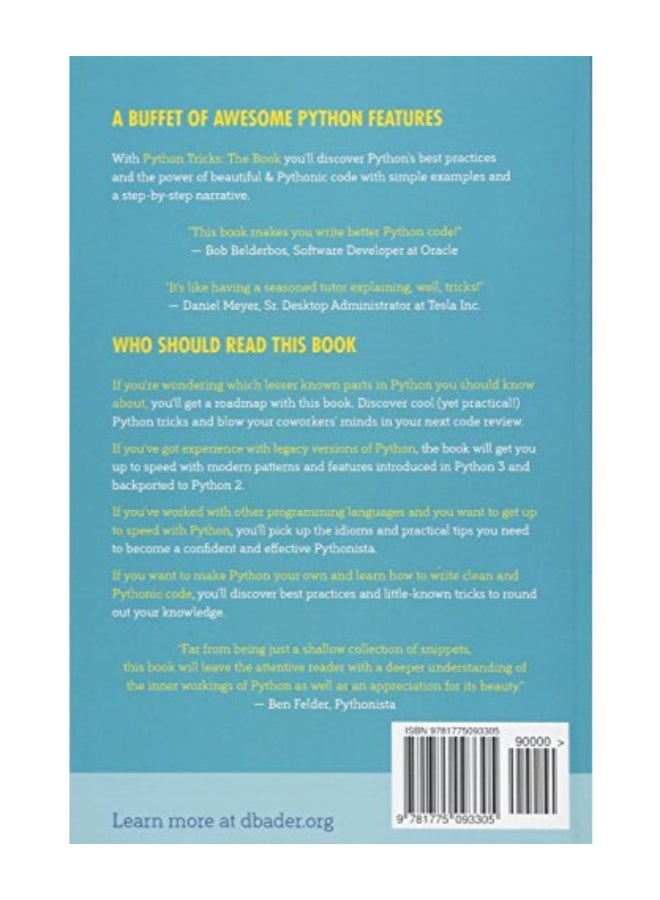 null - Python Tricks The Book: A Buffet Of Awesome Python Features Paperback English by Dan Bader - November - Image 1