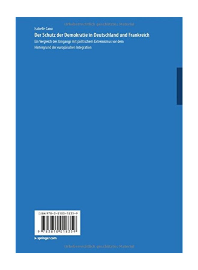 Der Schutz Der Demokratie In Deutschland Und Frankreich Paperback German by Isabelle Canu  - Image 2