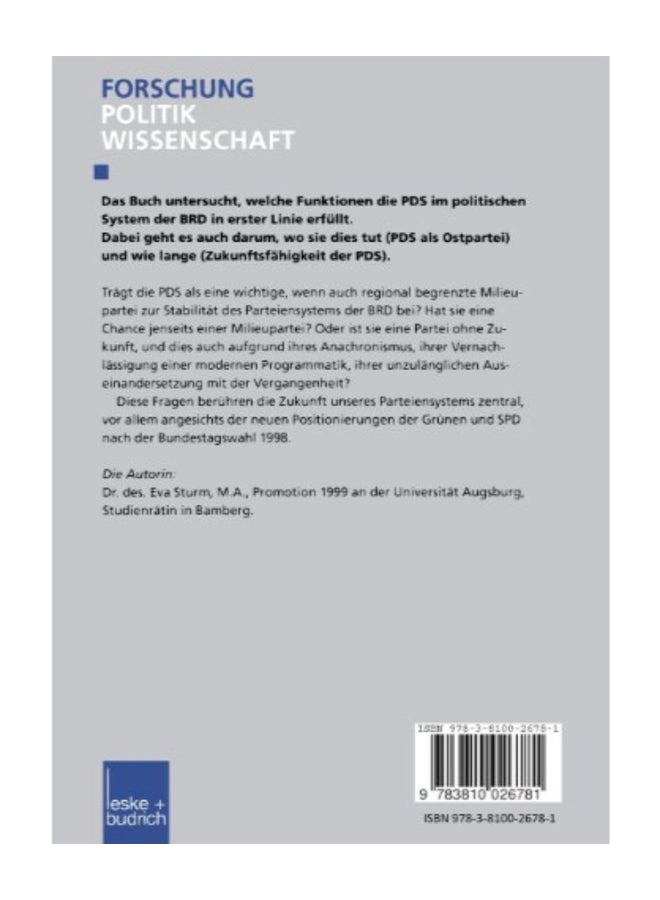 null - Und Der Zukunft Zugewandt?:  Eine Untersuchung Zur, , PolitikfÃ¤higkeit"Der Pds (Forschung Politik) paperback german - Image 1