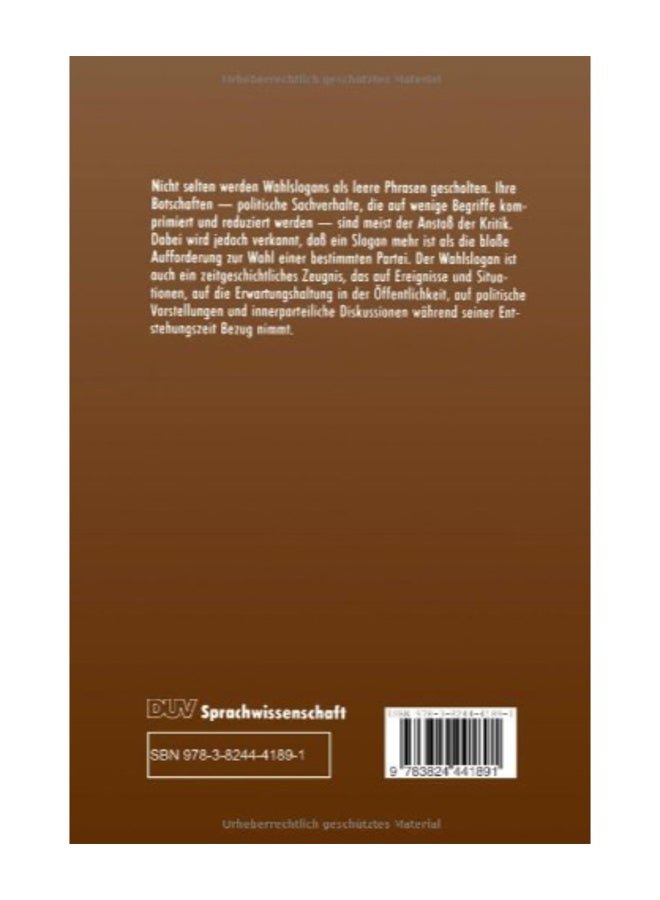 null - Die Wahlslogans Der Bundestagswahlen 1949-1994 (Duv Sozialwissenschaft) Paperback German by Monika Toman-Banke - Image 1