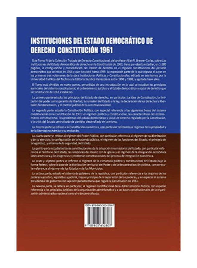 Instituciones del Estado Democratico de Derecho constitucion 1961 paperback spanish - Image 2
