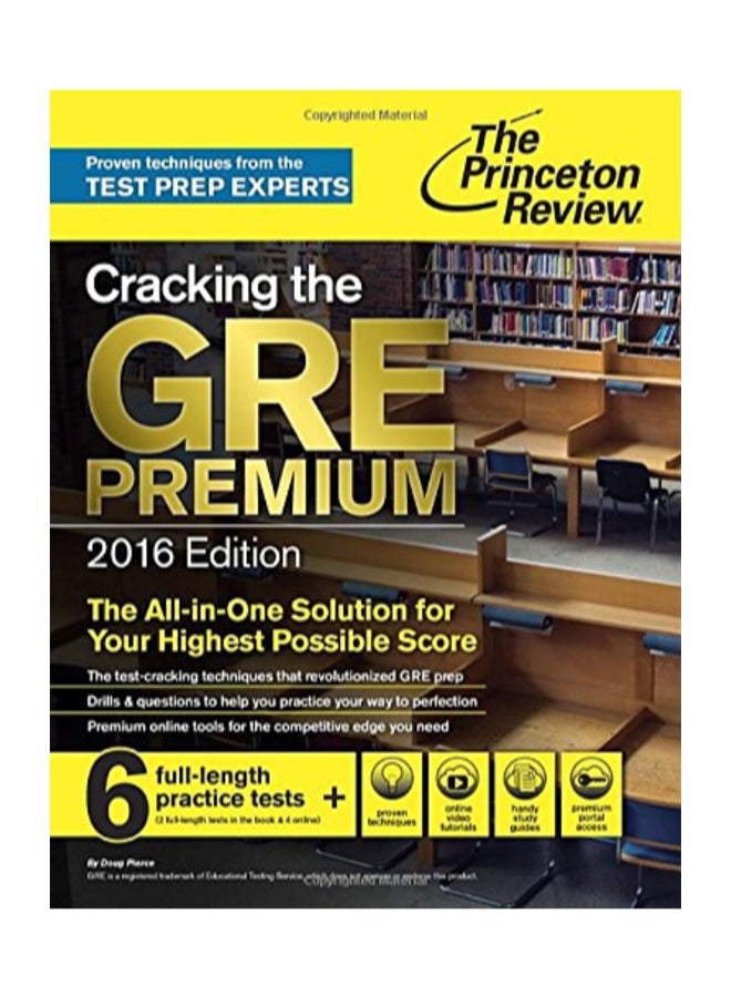 Cracking The Gre Premium 2016 Edition With 6 Practice Tests, (Graduate School Test Preparation) Paperback English by Princeton - 2015  - Image 1