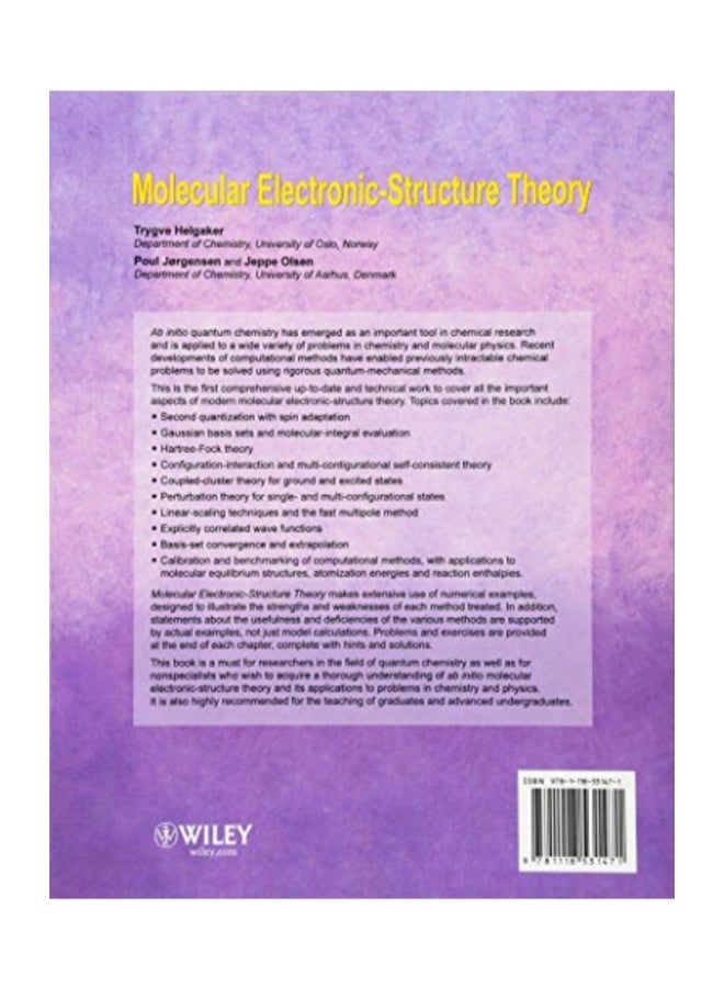 Molecular Electronic-Structure Theory Paperback English by Trygve Helgaker