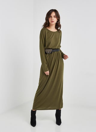 Round Neck Maxi Dress Army Green