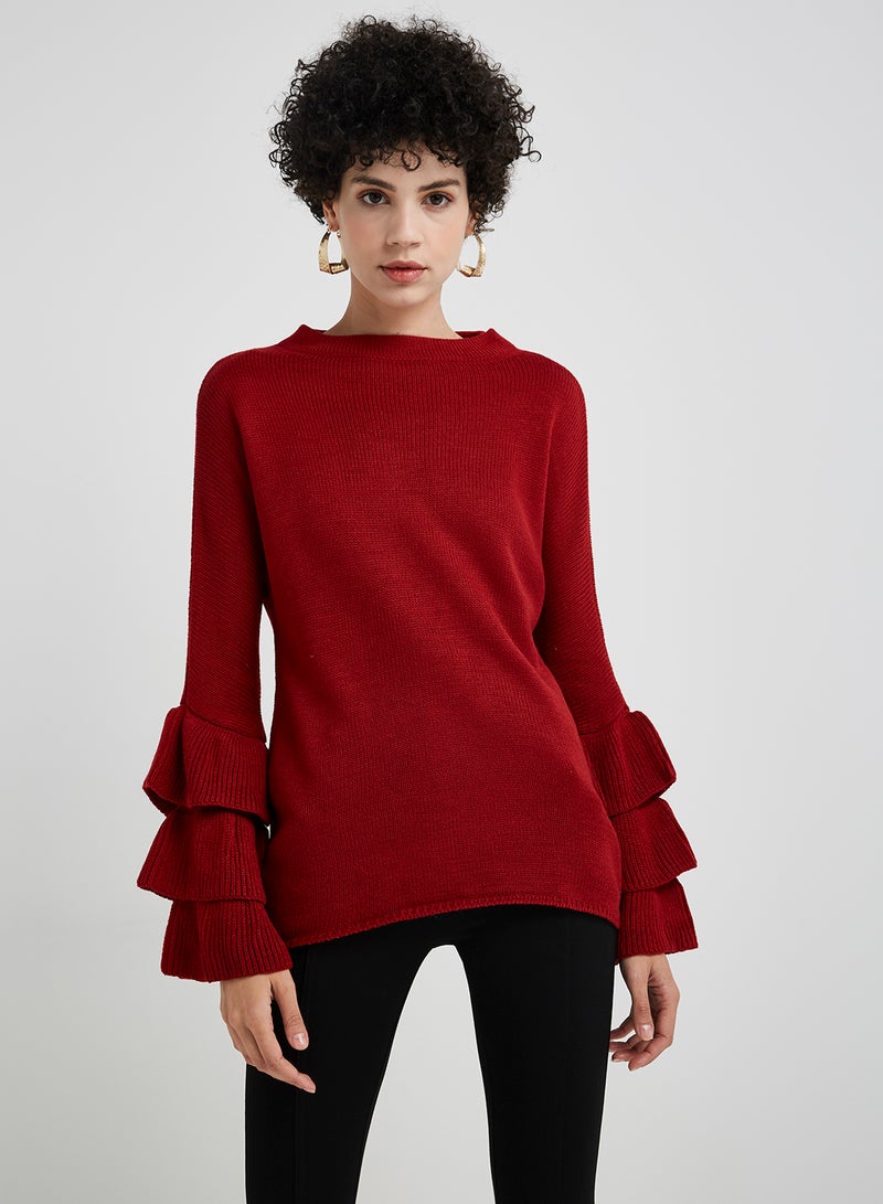 ZERESOUQ - Bell Sleeve Sweater Red - Image 1