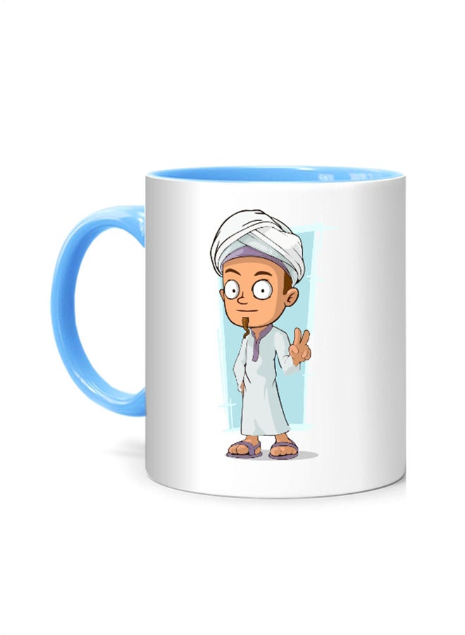 Fm Styles Arabic Cartoon Printed Mug White/Blue 