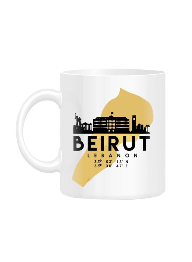 Fm Styles Beirut Lebanon Skyline Map Art Printed Mug White 10cm