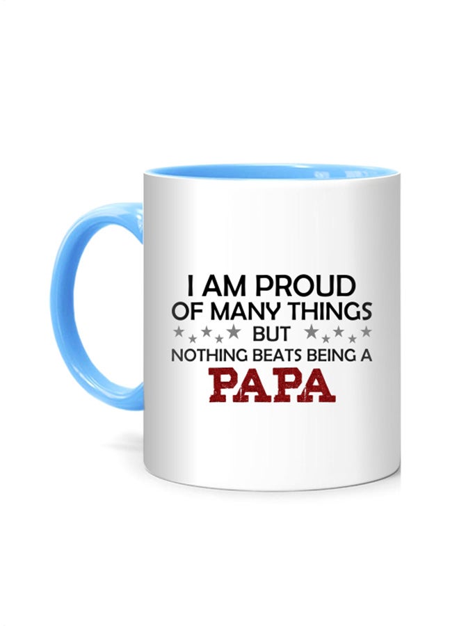 Best Papa Quote Printed Mug White/Blue