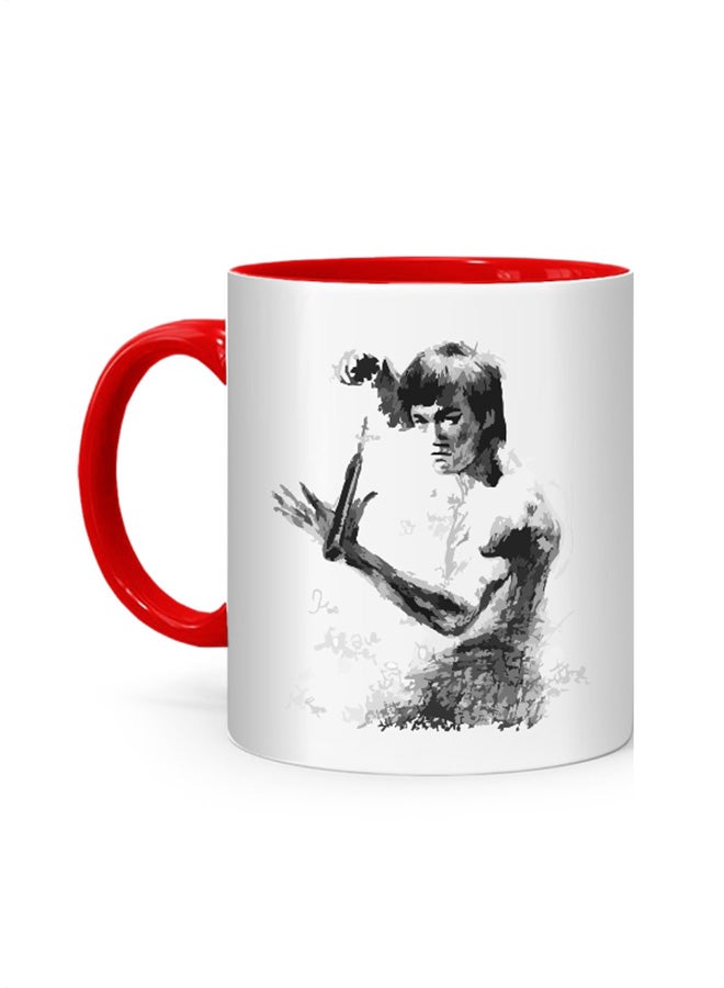 Fm Styles Bruce Lee Action Sketch Printed Mug White/Red 10cm