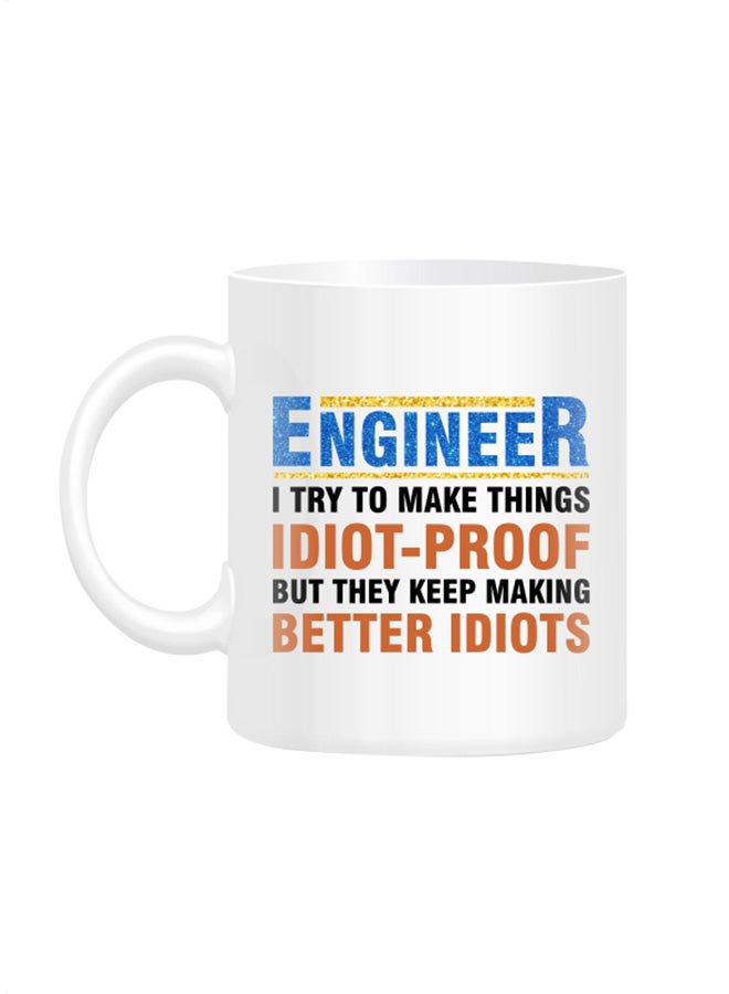 مج مطبوع عليه بكلمة "Engineer" أبيض