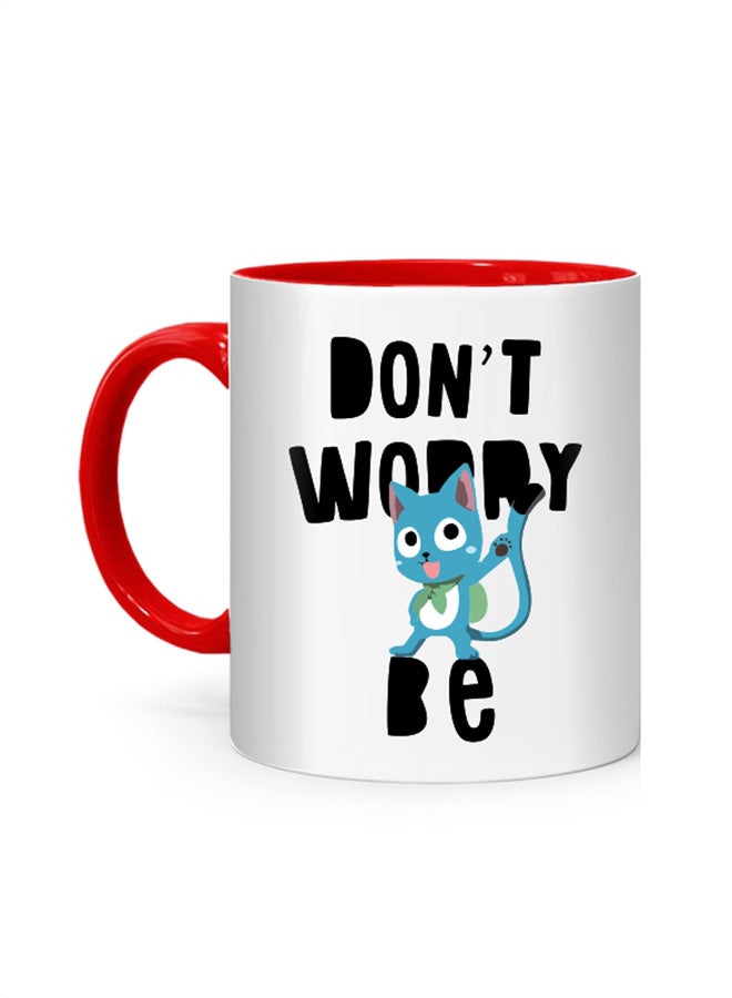 مج مطبوع بتصميم قطة مسلسل "Fairy tail" أبيض/أحمر 10سم