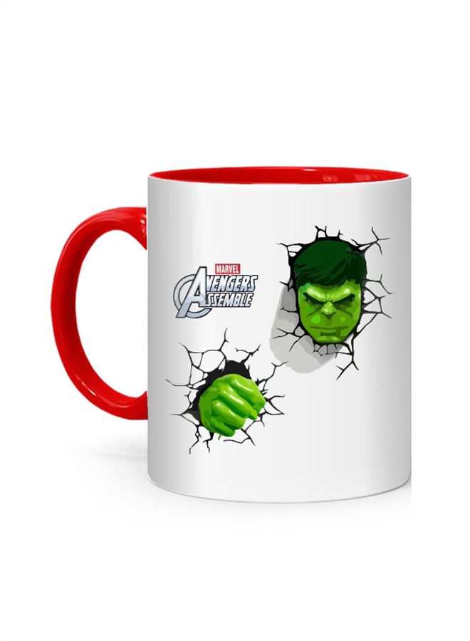 HULK 3D Punch Printed Mug White/Red 10cm