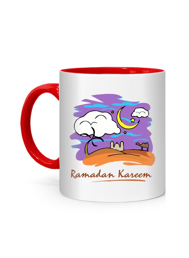 Ramadan Kareem Paint Design Printed Mug White/Red