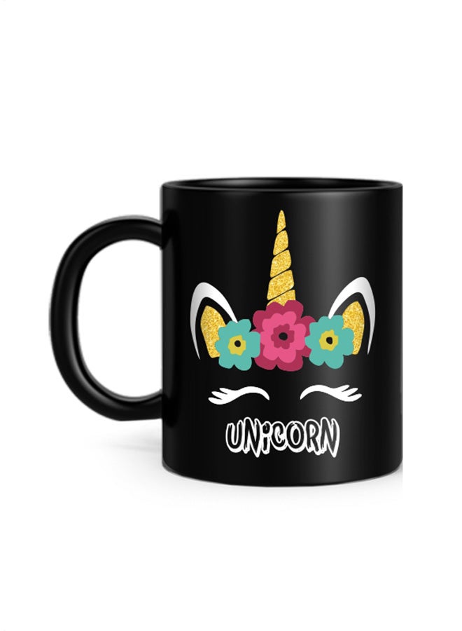 Unicorn Head Printed Mug Black 10cm