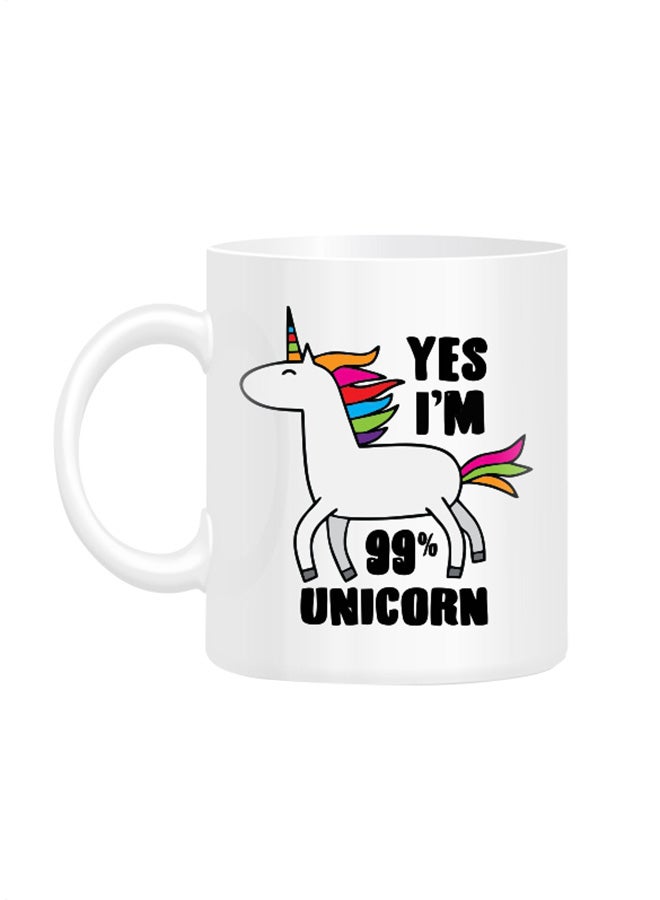 Fm Styles Yes I'm 99% Unicorn Printed Mug White 10cm