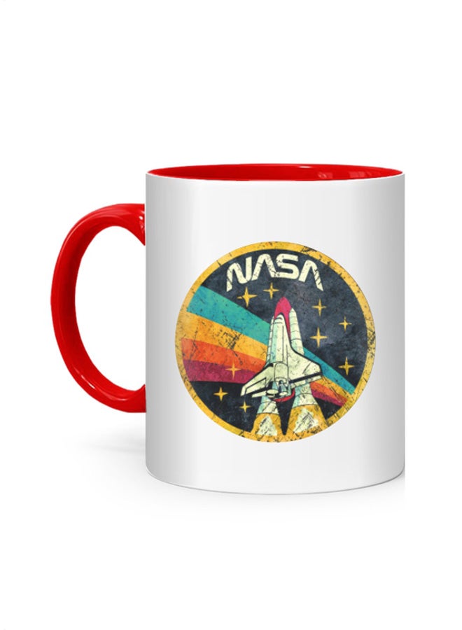 Fm Styles USA Space Agency Vintage Colors Printed Mug White/Red 10cm