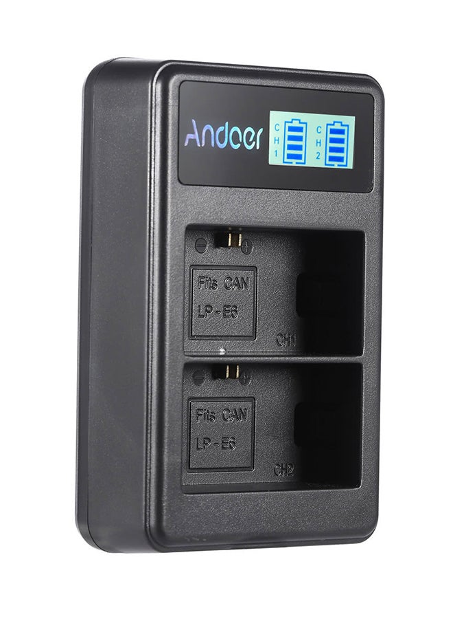 ANDOER 2-Pack Lp-E8 Rechargeable Led Display Li-Ion Battery Charger Black - Image 2