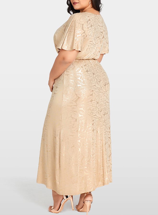 Round Neck Maxi Dress Gold  - Image 2