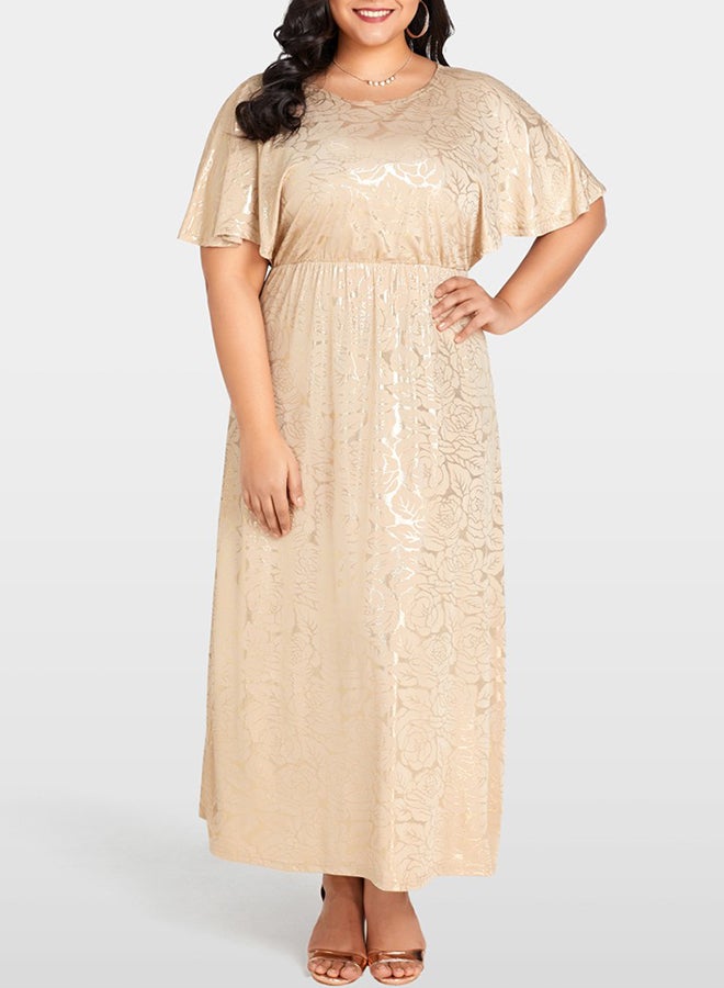 Round Neck Maxi Dress Gold  - Image 1