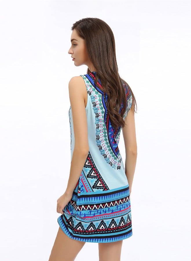 ANSELF Round Neck Printed Mini Dress Multicolour - Image 2