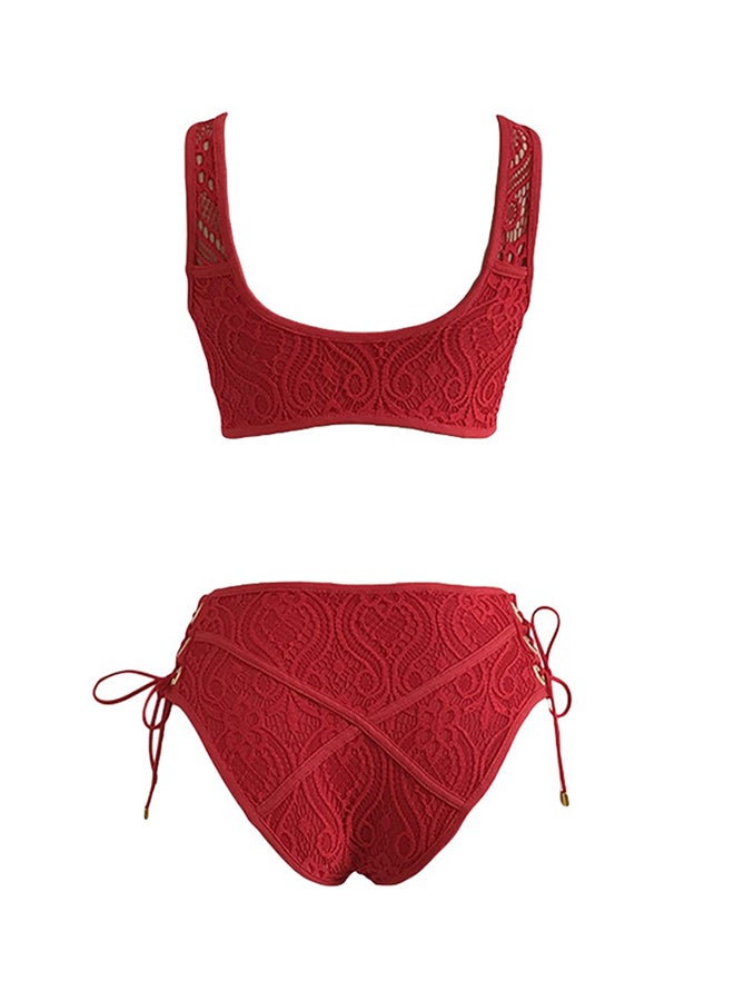 Two Piece Bikini Set Red - Image 2