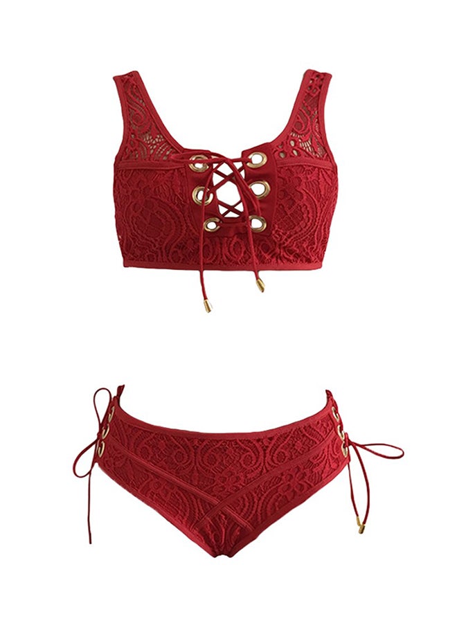 Two Piece Bikini Set Red - Image 1