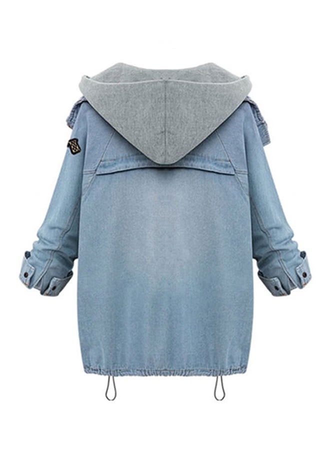 2-Piece Denim Jacket And Open Front Vest Blue/Black - Image 2