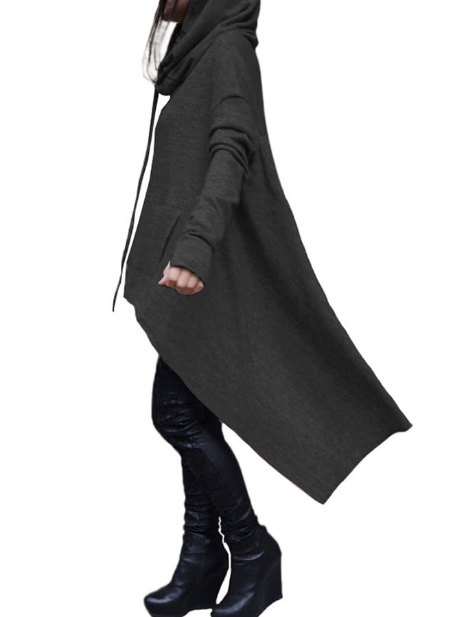 Hooded Neck Polyester Pullover Dark Grey  - Image 3
