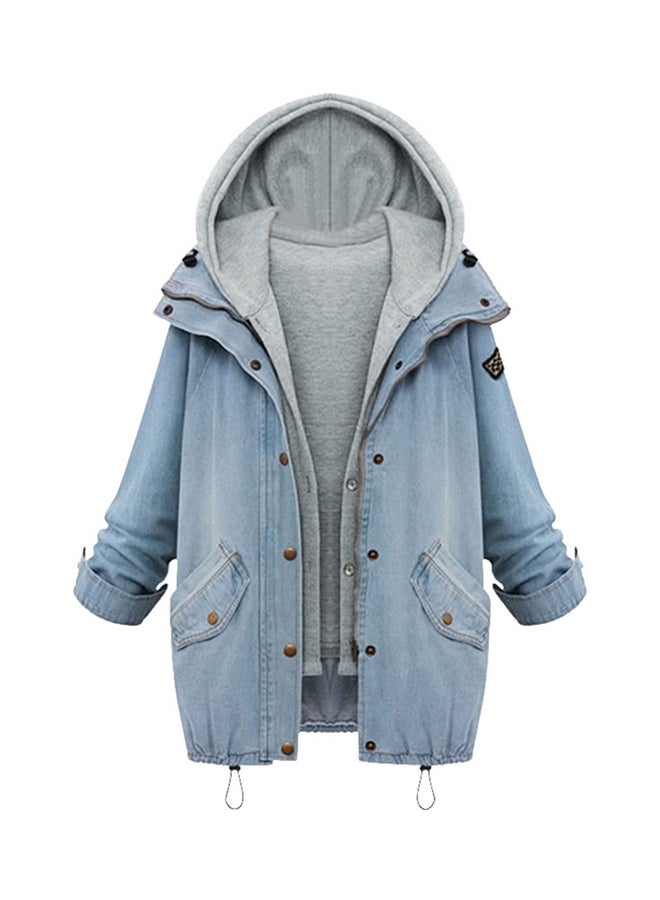 2-Piece Denim Jacket And Open Front Vest Blue/Black - Image 1