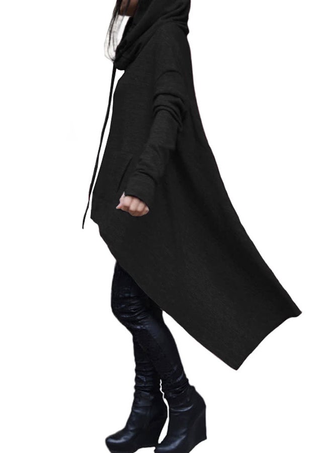 بلوفر مصنوع من البوليستر وبرقبة بغطاء رأس أسود - Image 3