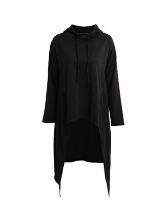 Hooded Neck Polyester Pullover Black - v1551276495/N21372385V_1