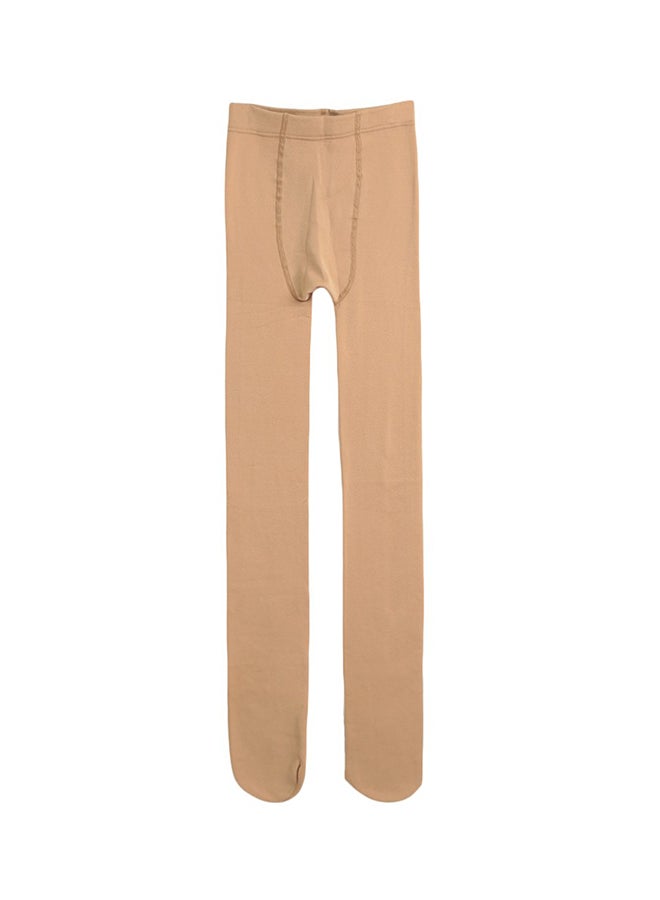 Generic Solid Pattern High Waist Elastic Tights Beige  - Image 1