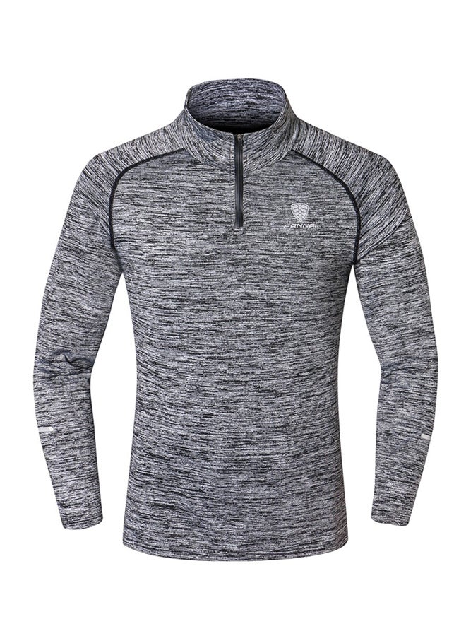 High Neck Breathable T-Shirt Grey  - Image 1