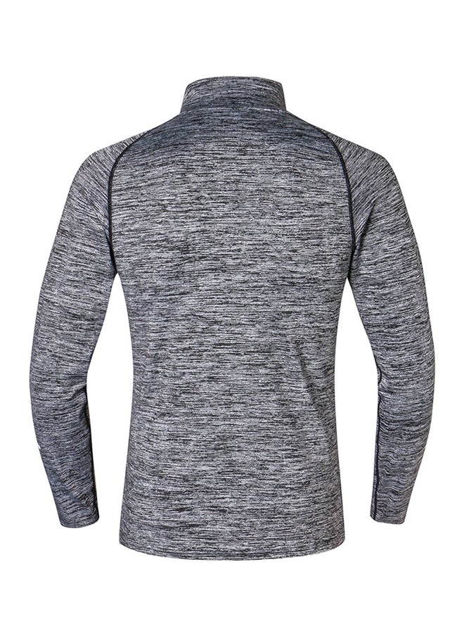 High Neck Breathable T-Shirt Grey  - Image 2