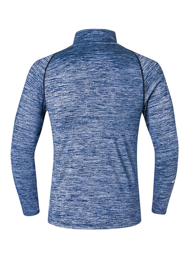 High Neck Breathable T-Shirt Indigo Blue - Image 2