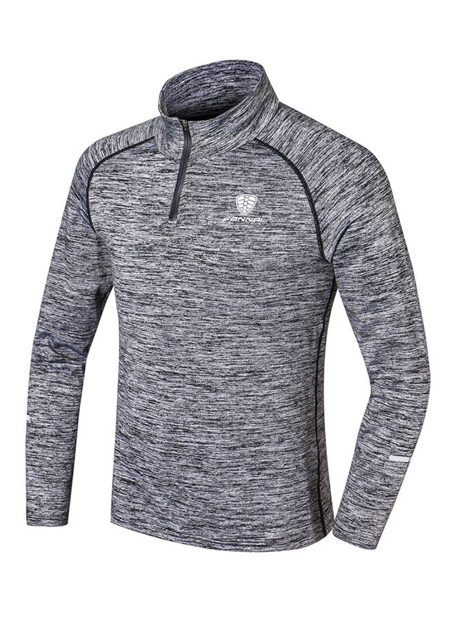 High Neck Breathable T-Shirt Grey  - Image 3