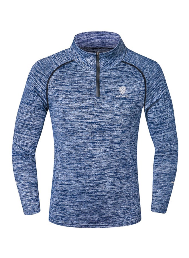 High Neck Breathable T-Shirt Indigo Blue - Image 1