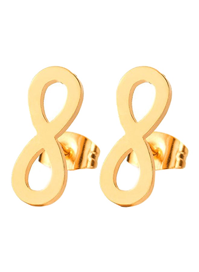 COOLSTEELANDBEYOND Stainless Steel Friendship Infinity Love Number 8 Stud Earrings  - Image 1